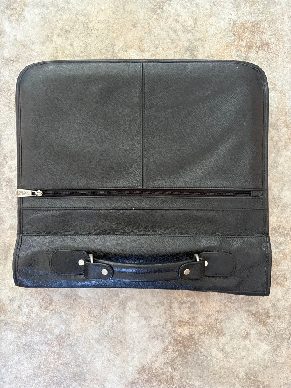 Wilsons Leather Black Leather Briefcase with Silver Hardware